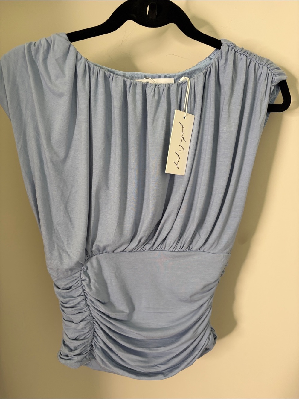 Petal & Pup Light Blue Asymmetrical Ruched Women’s Dress